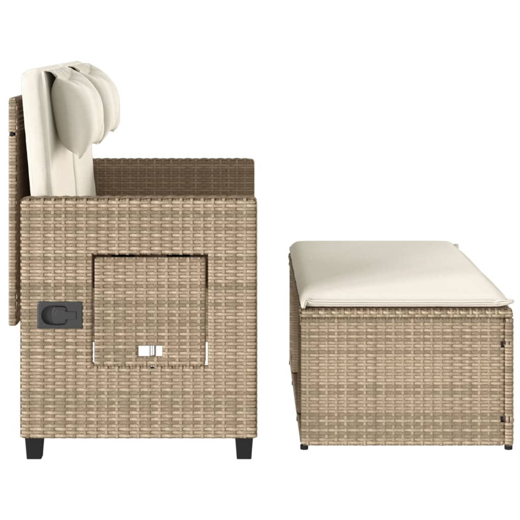 Tuinbankje verstelbaar met kussens poly rattan beige is nu te koop bij PeponiXL, paradijselijk wonen!