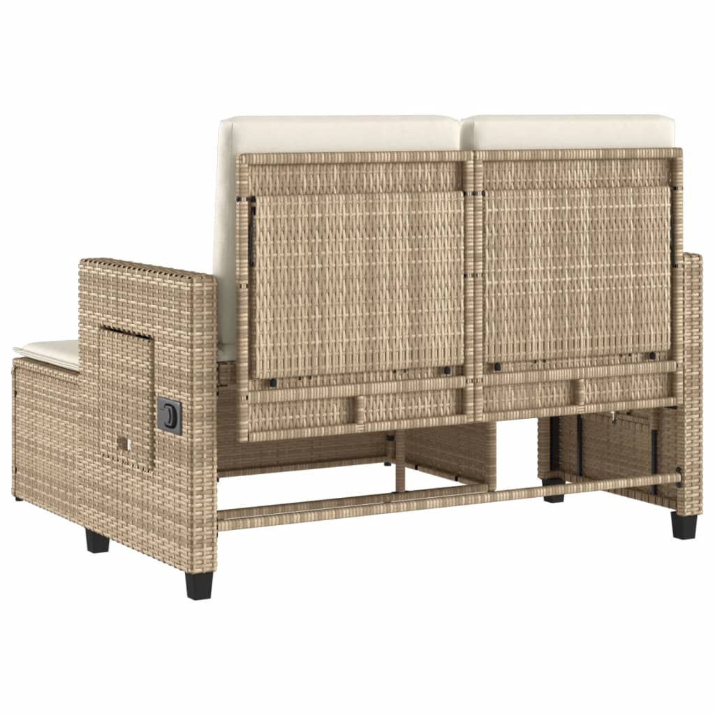 Tuinbankje verstelbaar met kussens poly rattan beige is nu te koop bij PeponiXL, paradijselijk wonen!