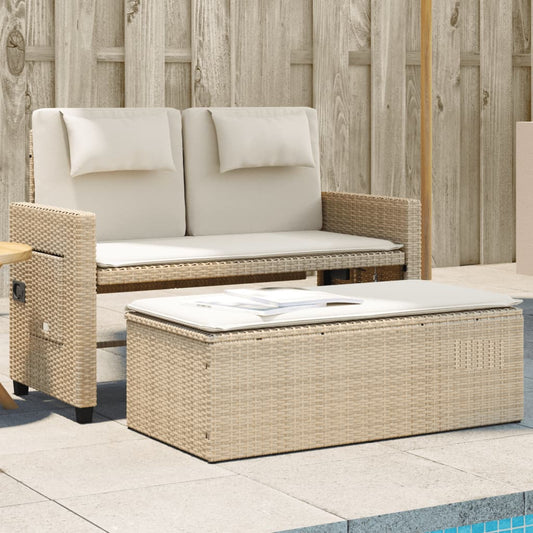 Tuinbankje verstelbaar met kussens poly rattan beige is nu te koop bij PeponiXL, paradijselijk wonen!