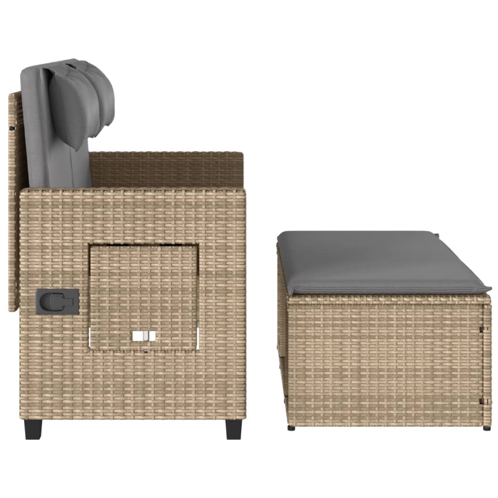 Tuinbankje verstelbaar met kussens poly rattan beige is nu te koop bij PeponiXL, paradijselijk wonen!