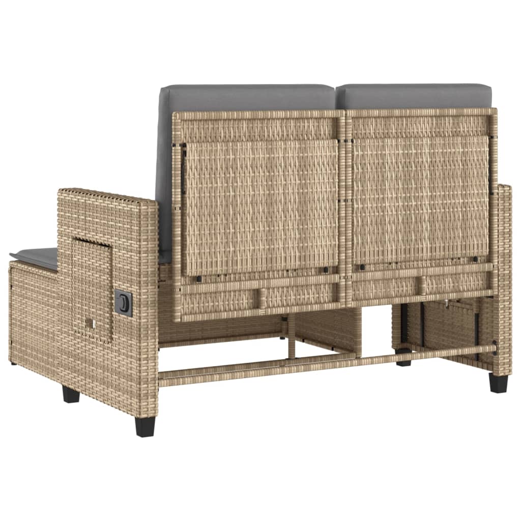 Tuinbankje verstelbaar met kussens poly rattan beige is nu te koop bij PeponiXL, paradijselijk wonen!