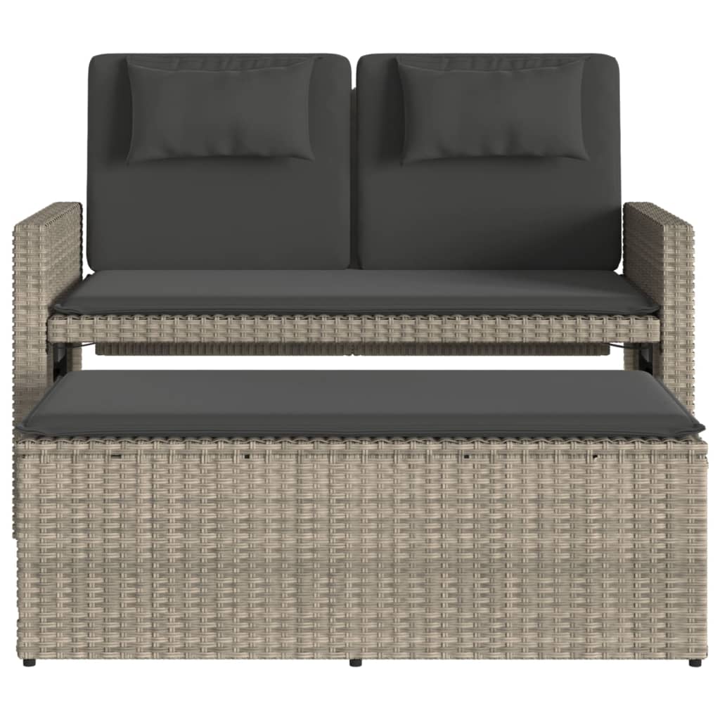 Tuinbankje verstelbaar met kussens poly rattan lichtgrijs is nu te koop bij PeponiXL, paradijselijk wonen!