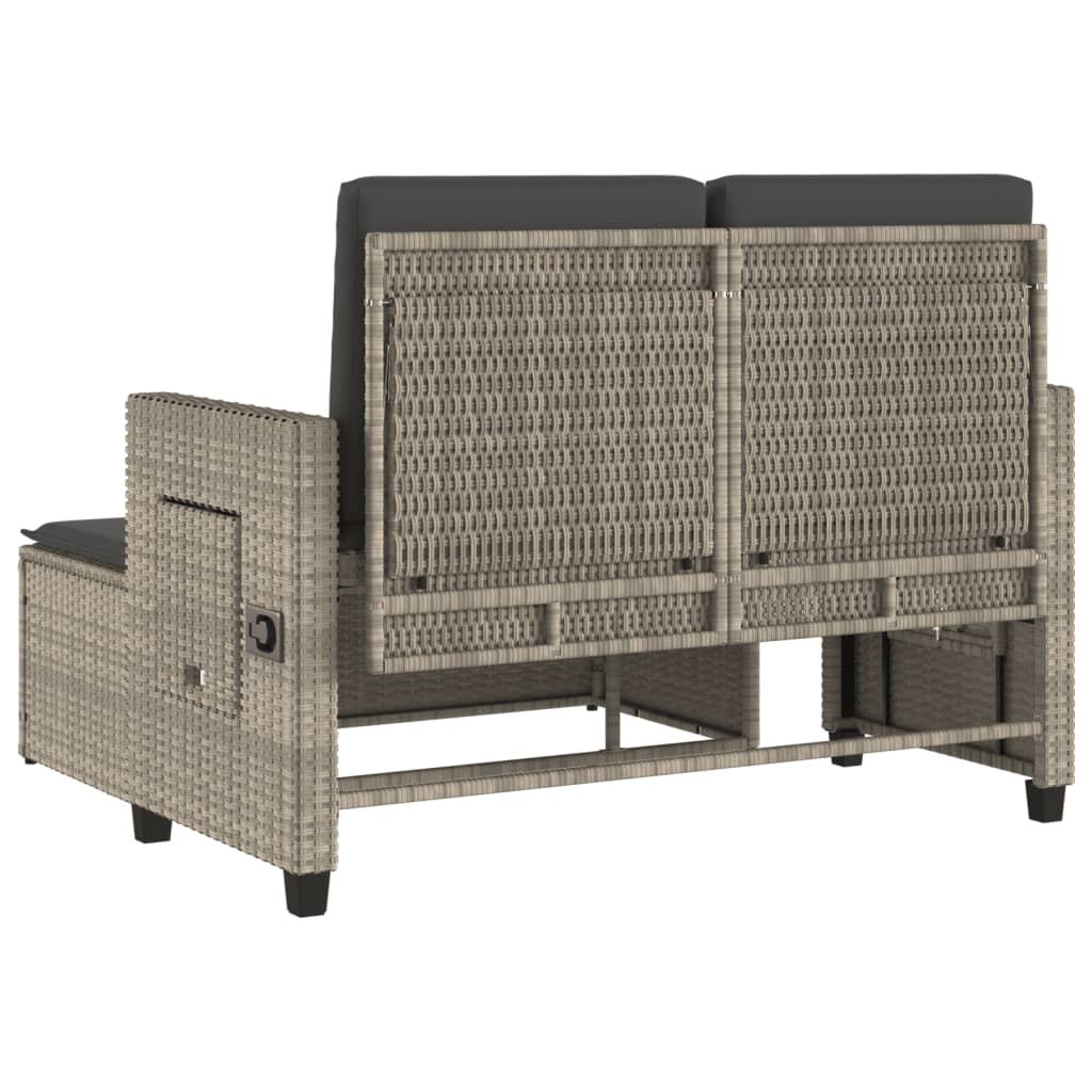 Tuinbankje verstelbaar met kussens poly rattan lichtgrijs is nu te koop bij PeponiXL, paradijselijk wonen!