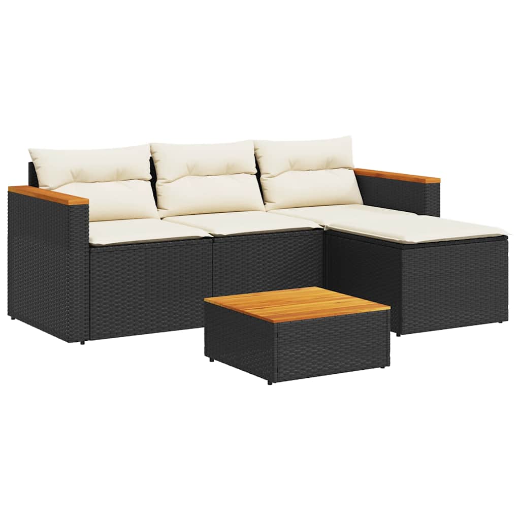 3-delige Loungeset met kussens poly rattan zwart is nu te koop bij PeponiXL, paradijselijk wonen!