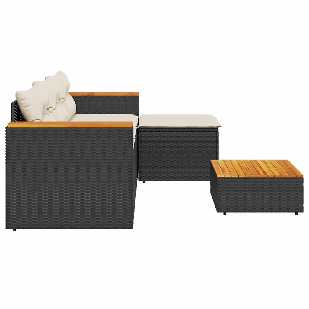 3-delige Loungeset met kussens poly rattan zwart is nu te koop bij PeponiXL, paradijselijk wonen!