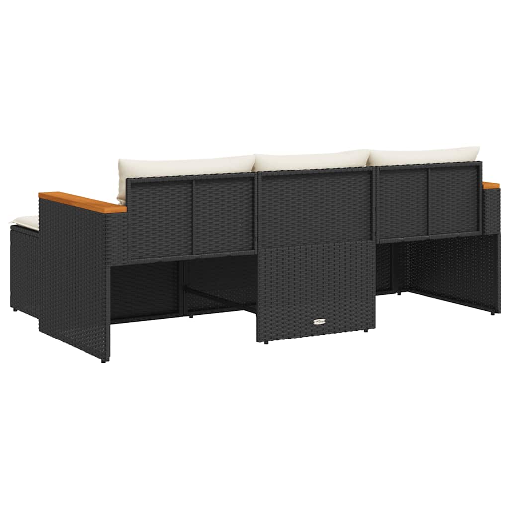 3-delige Loungeset met kussens poly rattan zwart is nu te koop bij PeponiXL, paradijselijk wonen!