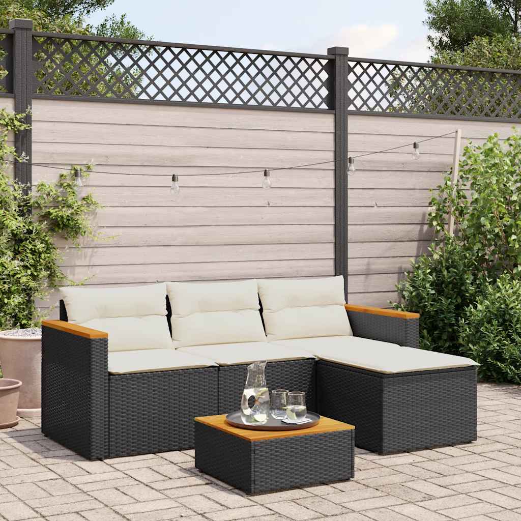 3-delige Loungeset met kussens poly rattan zwart is nu te koop bij PeponiXL, paradijselijk wonen!