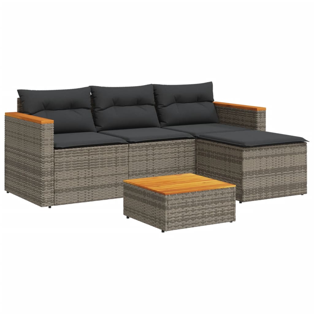 3-delige Loungeset met kussens poly rattan grijs is nu te koop bij PeponiXL, paradijselijk wonen!