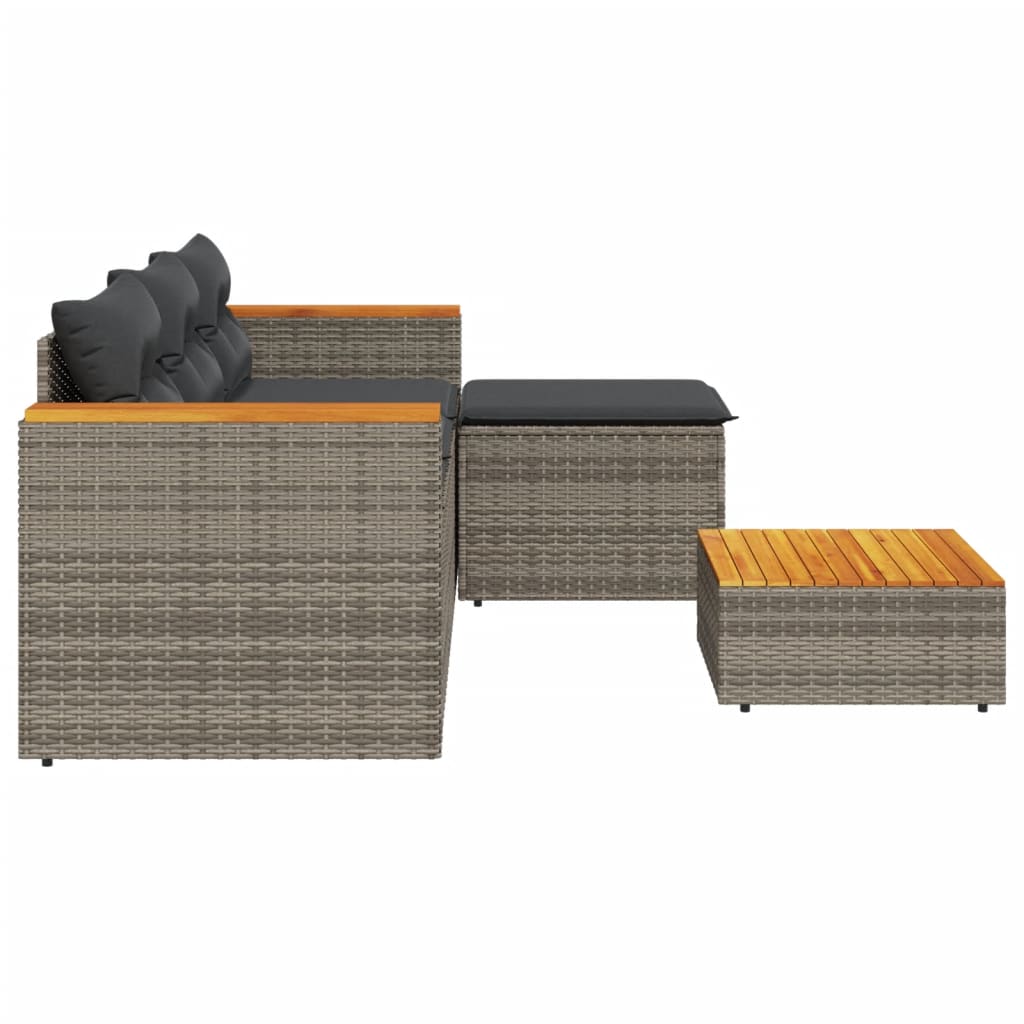 3-delige Loungeset met kussens poly rattan grijs is nu te koop bij PeponiXL, paradijselijk wonen!