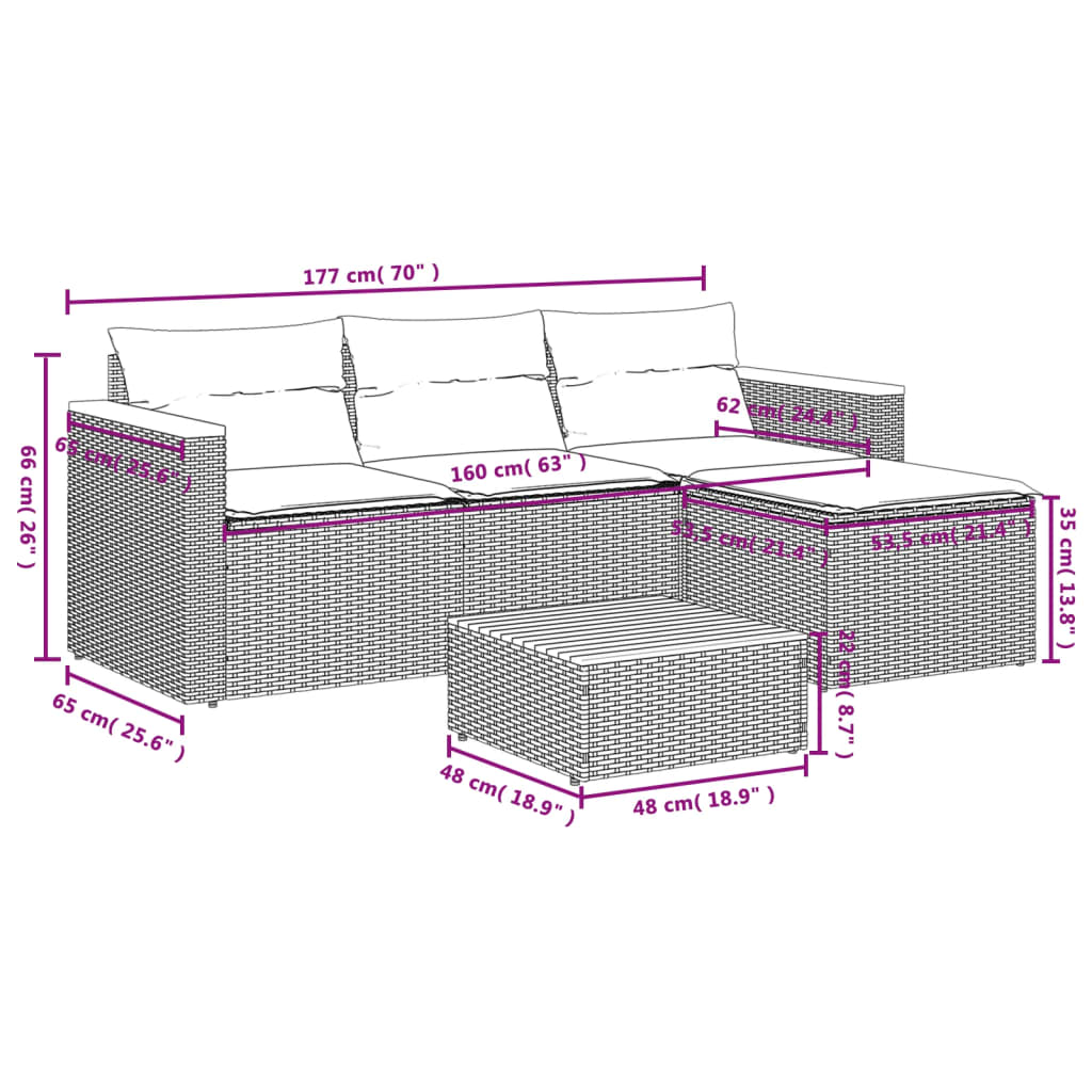 3-delige Loungeset met kussens poly rattan grijs is nu te koop bij PeponiXL, paradijselijk wonen!