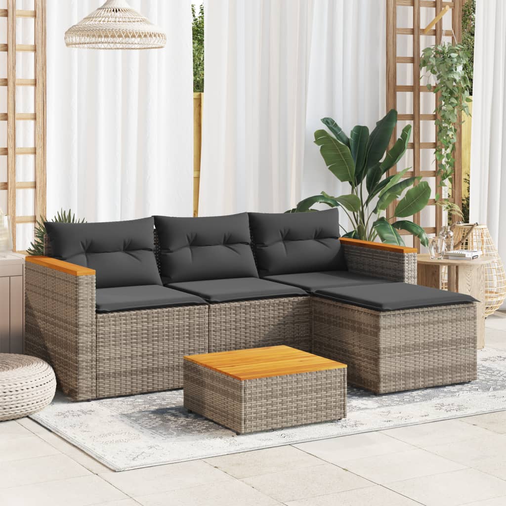 3-delige Loungeset met kussens poly rattan grijs is nu te koop bij PeponiXL, paradijselijk wonen!
