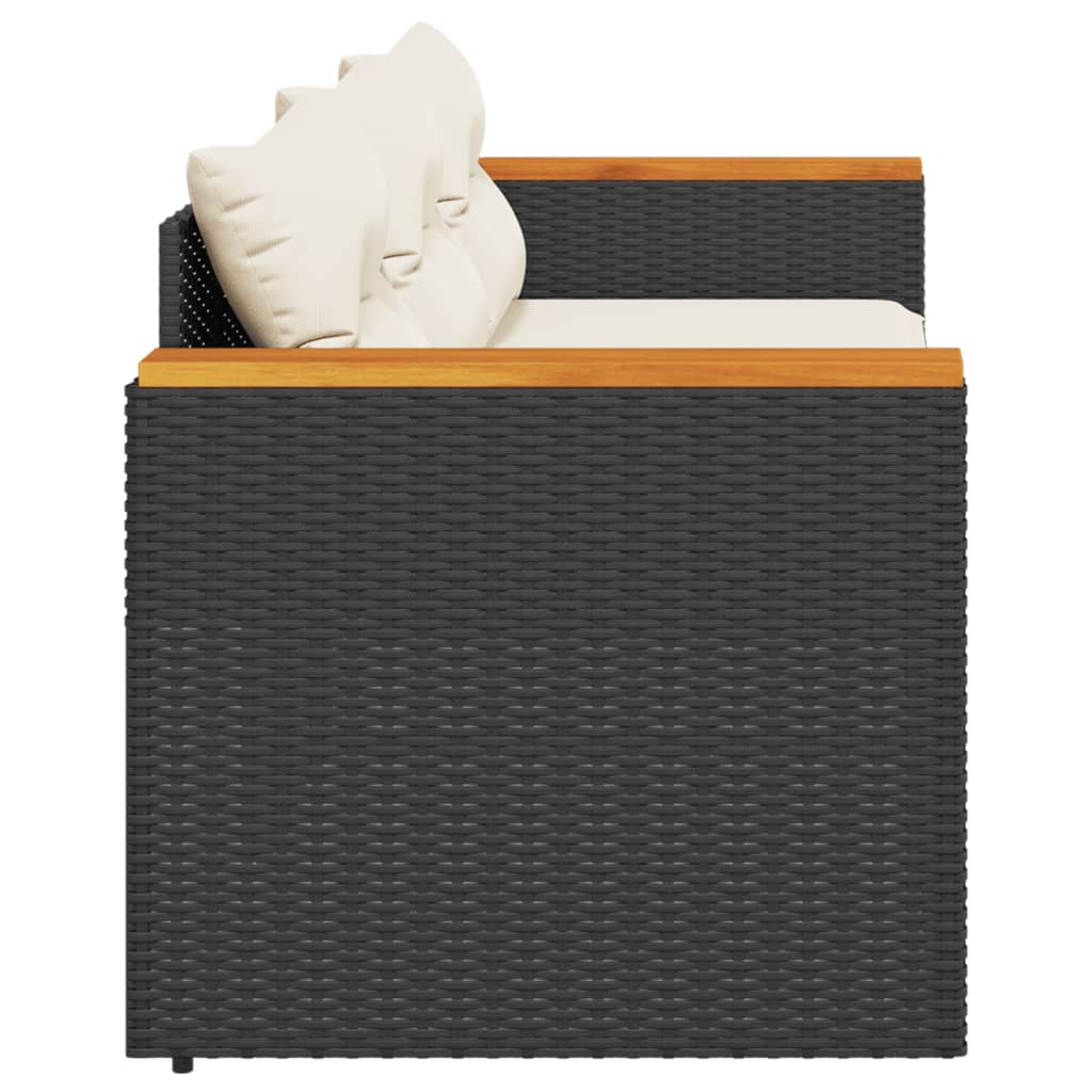 Tuinbank 3-zits met kussens poly rattan zwart is nu te koop bij PeponiXL, paradijselijk wonen!