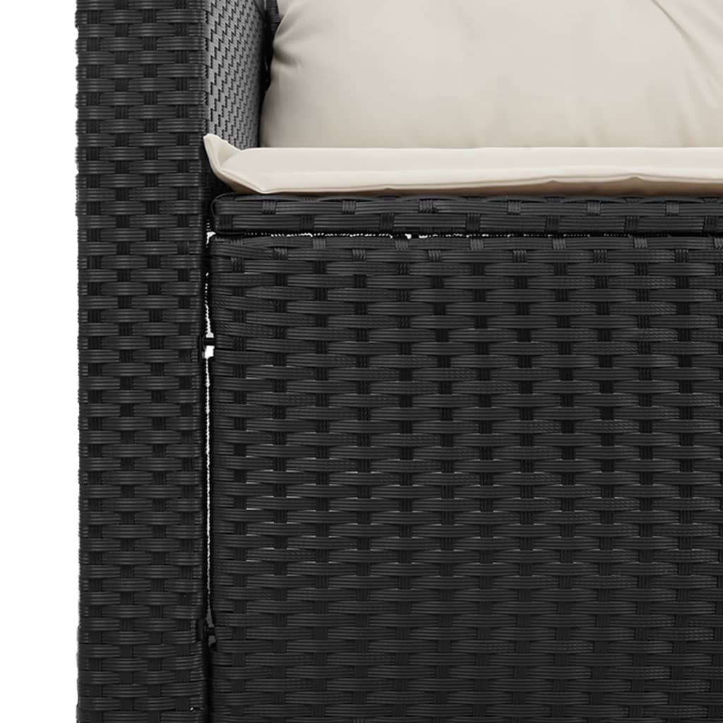 Tuinbank 3-zits met kussens poly rattan zwart is nu te koop bij PeponiXL, paradijselijk wonen!