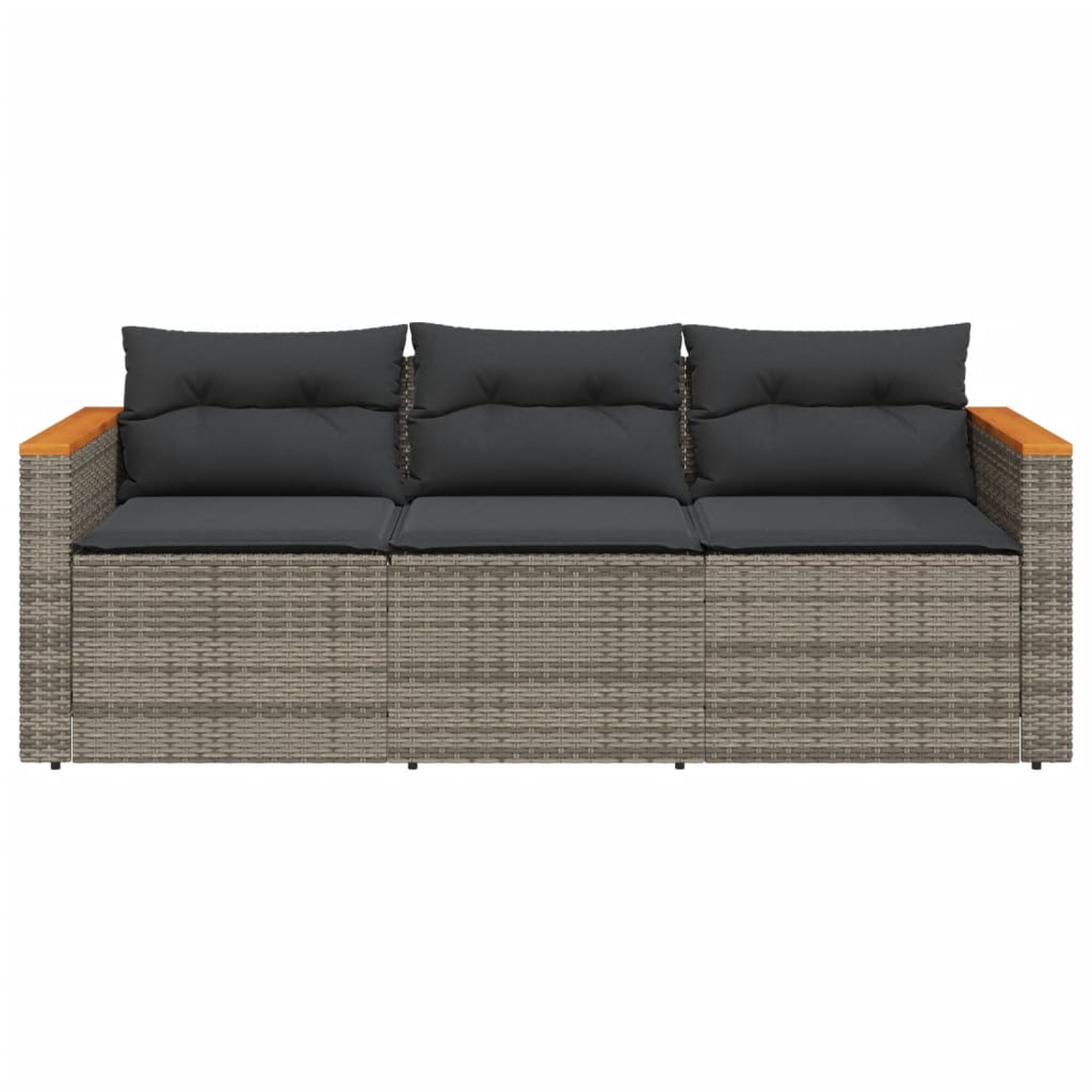 Tuinbank 3-zits met kussens poly rattan grijs is nu te koop bij PeponiXL, paradijselijk wonen!