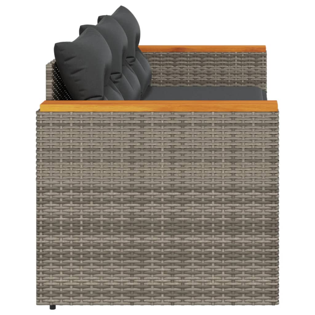 Tuinbank 3-zits met kussens poly rattan grijs is nu te koop bij PeponiXL, paradijselijk wonen!