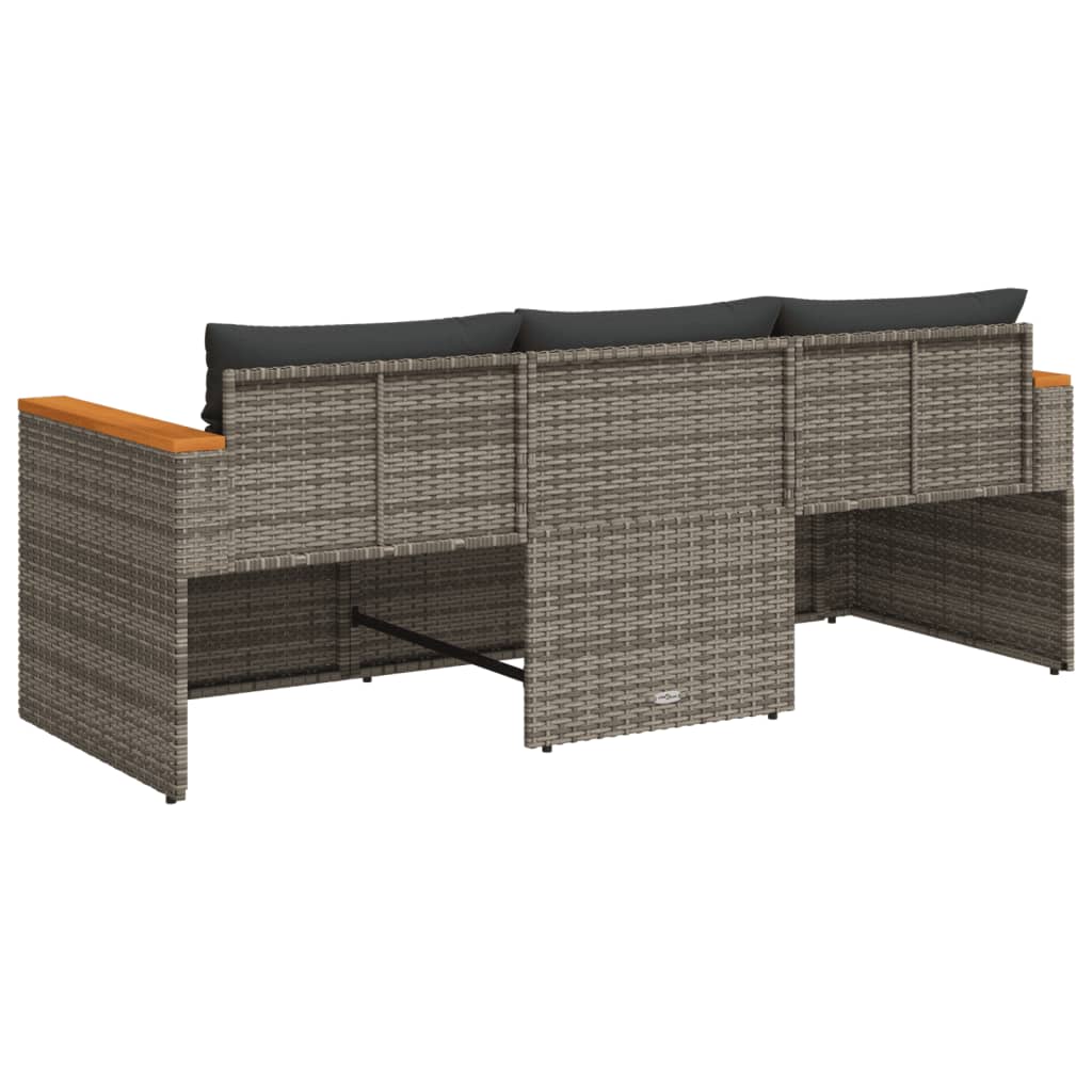 Tuinbank 3-zits met kussens poly rattan grijs is nu te koop bij PeponiXL, paradijselijk wonen!