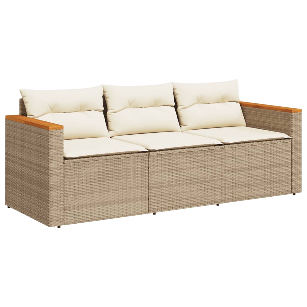 Tuinbank 3-zits met kussens poly rattan beige is nu te koop bij PeponiXL, paradijselijk wonen!