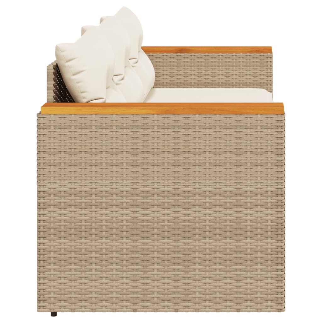 Tuinbank 3-zits met kussens poly rattan beige is nu te koop bij PeponiXL, paradijselijk wonen!