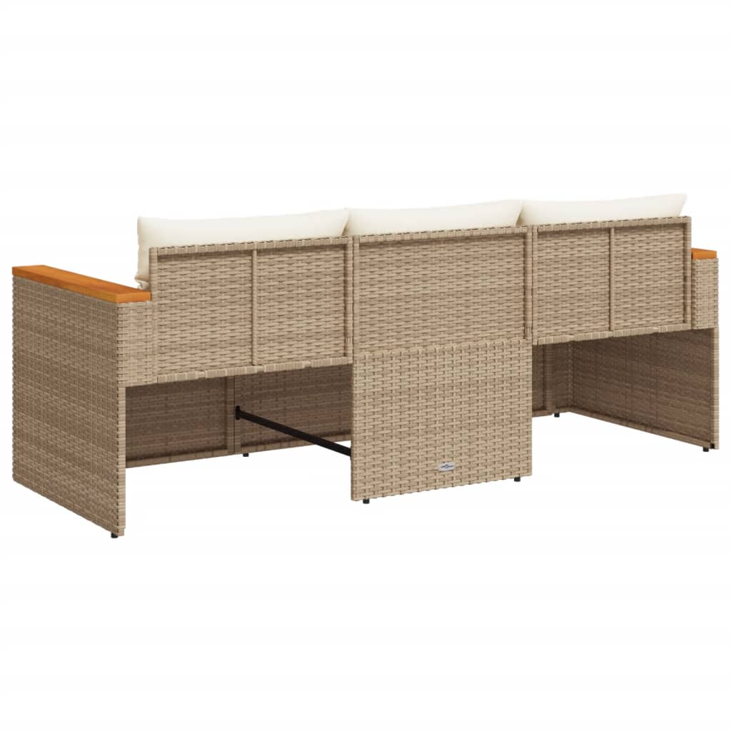 Tuinbank 3-zits met kussens poly rattan beige is nu te koop bij PeponiXL, paradijselijk wonen!