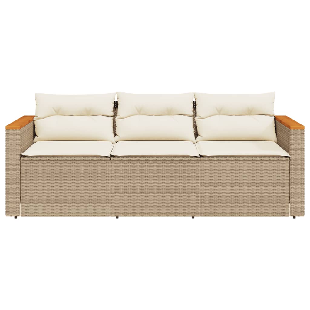 Tuinbank 3-zits met kussens poly rattan beige is nu te koop bij PeponiXL, paradijselijk wonen!