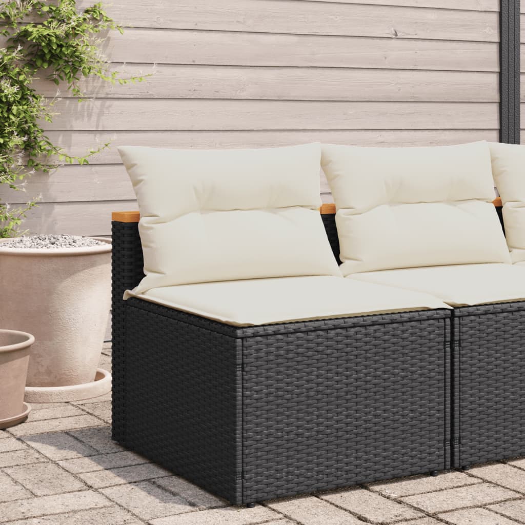 Tuinbanken 2 st zonder armleuning met kussens poly rattan zwart is nu te koop bij PeponiXL, paradijselijk wonen!