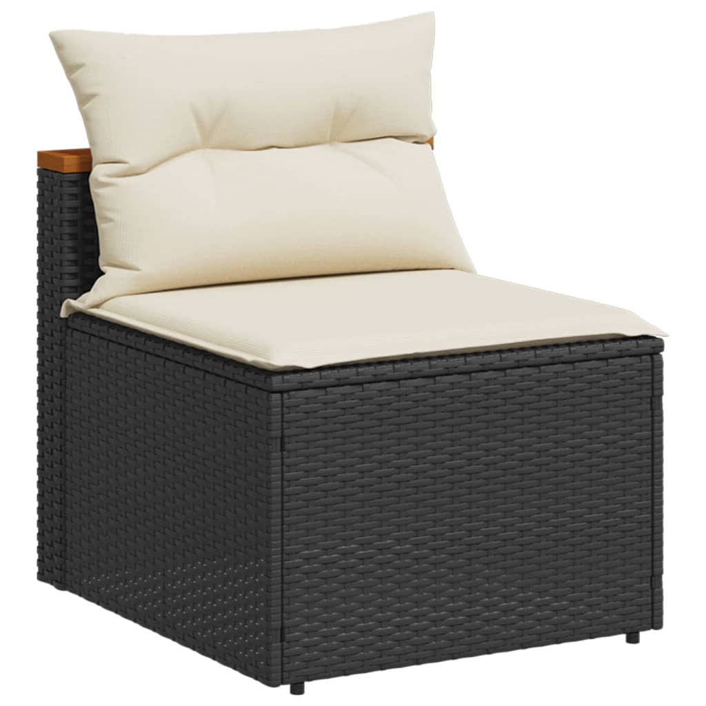 Tuinbanken 2 st zonder armleuning met kussens poly rattan zwart is nu te koop bij PeponiXL, paradijselijk wonen!