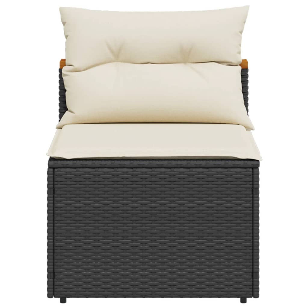 Tuinbanken 2 st zonder armleuning met kussens poly rattan zwart is nu te koop bij PeponiXL, paradijselijk wonen!