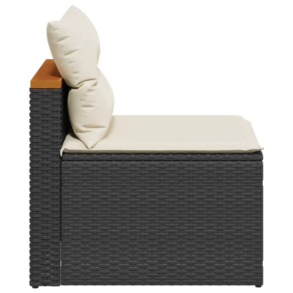 Tuinbanken 2 st zonder armleuning met kussens poly rattan zwart is nu te koop bij PeponiXL, paradijselijk wonen!