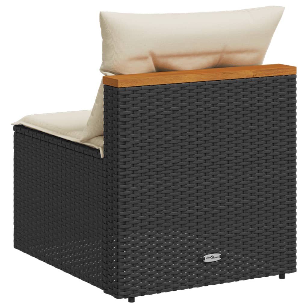 Tuinbanken 2 st zonder armleuning met kussens poly rattan zwart is nu te koop bij PeponiXL, paradijselijk wonen!