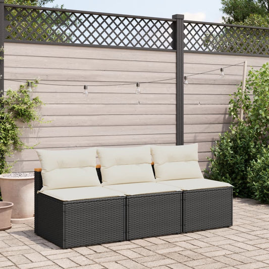 Tuinbanken 2 st zonder armleuning met kussens poly rattan zwart is nu te koop bij PeponiXL, paradijselijk wonen!