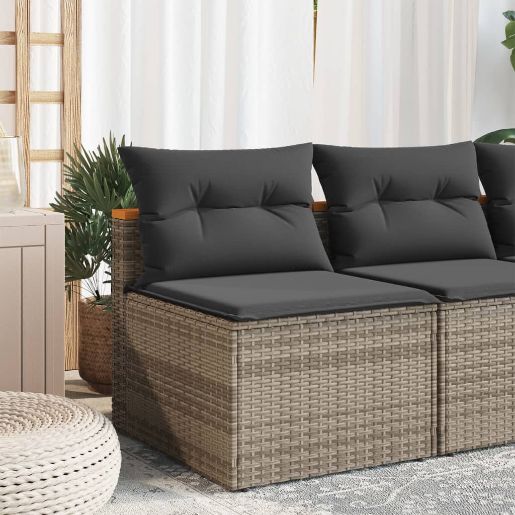 Tuinbanken 2 st zonder armleuning met kussens poly rattan grijs is nu te koop bij PeponiXL, paradijselijk wonen!