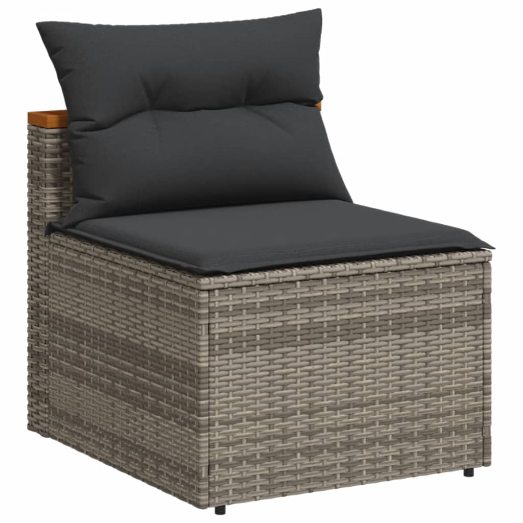 Tuinbanken 2 st zonder armleuning met kussens poly rattan grijs is nu te koop bij PeponiXL, paradijselijk wonen!