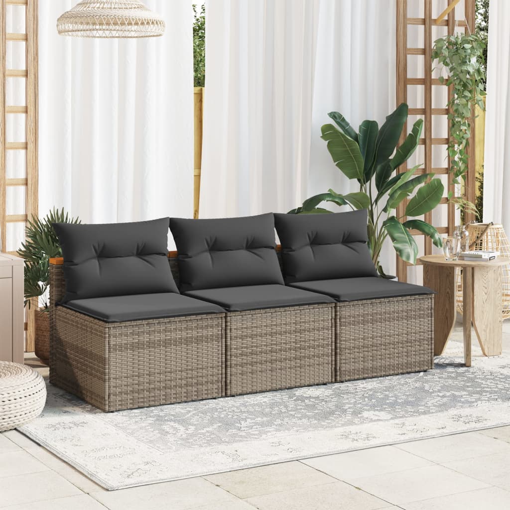 Tuinbanken 2 st zonder armleuning met kussens poly rattan grijs is nu te koop bij PeponiXL, paradijselijk wonen!
