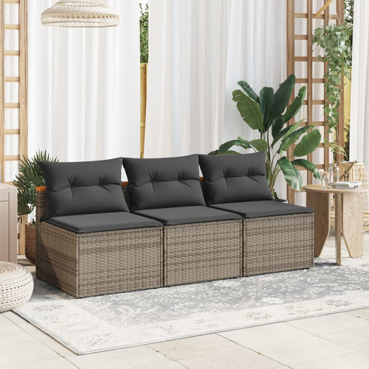 Tuinbanken 2 st zonder armleuning met kussens poly rattan grijs is nu te koop bij PeponiXL, paradijselijk wonen!