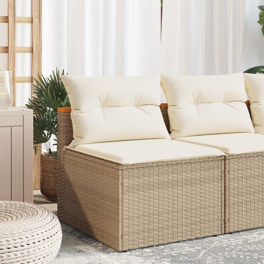 Tuinbanken 2 st zonder armleuning met kussens poly rattan beige is nu te koop bij PeponiXL, paradijselijk wonen!