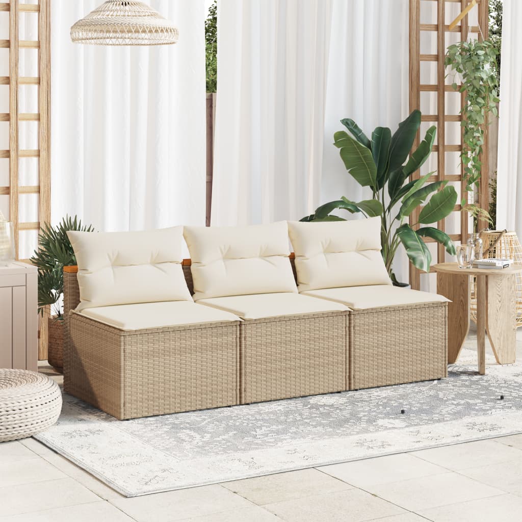 Tuinbanken 2 st zonder armleuning met kussens poly rattan beige is nu te koop bij PeponiXL, paradijselijk wonen!