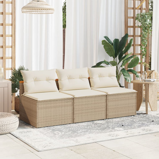 Tuinbanken 2 st zonder armleuning met kussens poly rattan beige is nu te koop bij PeponiXL, paradijselijk wonen!