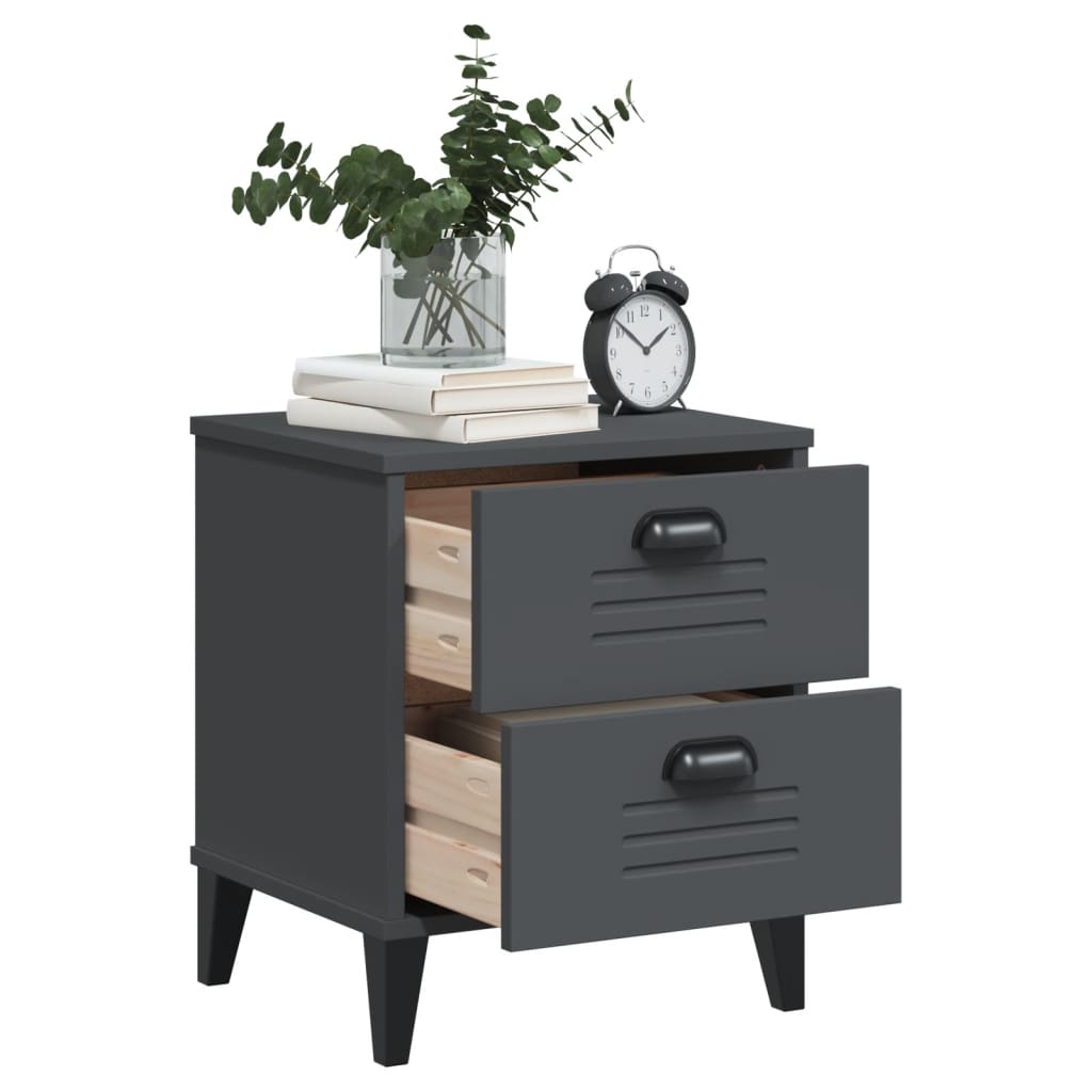 Nachtkastje VIKEN bewerkt hout antracietgrijs is nu te koop bij PeponiXL, paradijselijk wonen!