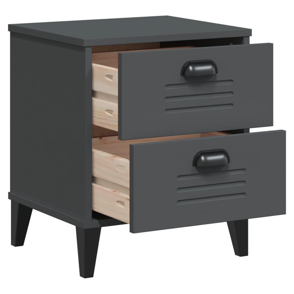 Nachtkastje VIKEN bewerkt hout antracietgrijs is nu te koop bij PeponiXL, paradijselijk wonen!