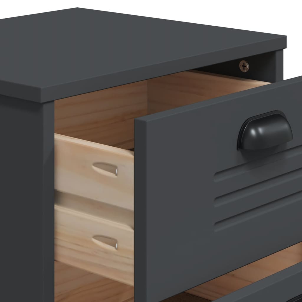 Nachtkastje VIKEN bewerkt hout antracietgrijs is nu te koop bij PeponiXL, paradijselijk wonen!