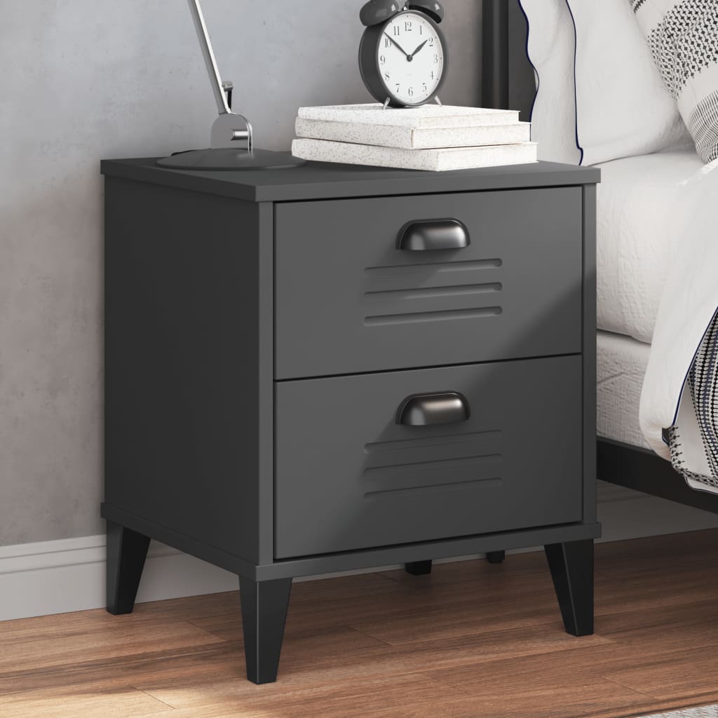 Nachtkastje VIKEN bewerkt hout antracietgrijs is nu te koop bij PeponiXL, paradijselijk wonen!