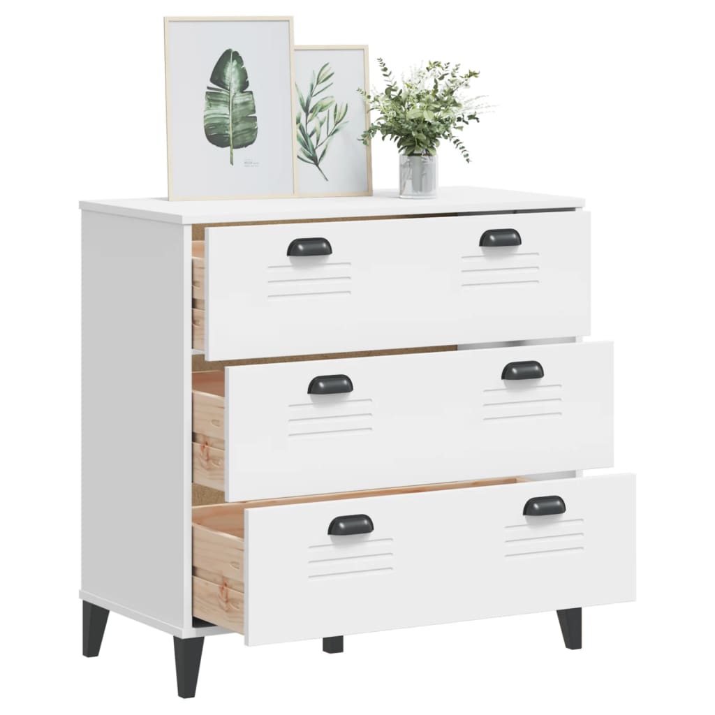 Ladekastje VIKEN bewerkt hout wit is nu te koop bij PeponiXL, paradijselijk wonen!