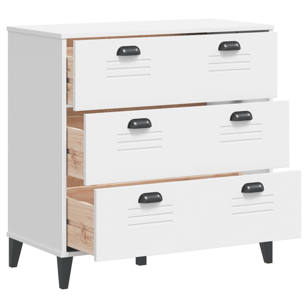 Ladekastje VIKEN bewerkt hout wit is nu te koop bij PeponiXL, paradijselijk wonen!