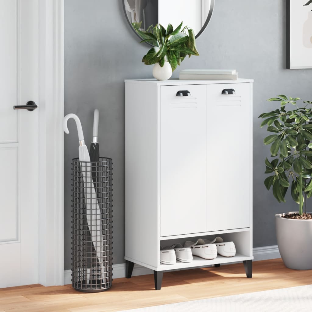 Schoenenkast VIKEN bewerkt hout wit is nu te koop bij PeponiXL, paradijselijk wonen!