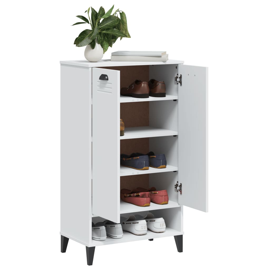 Schoenenkast VIKEN bewerkt hout wit is nu te koop bij PeponiXL, paradijselijk wonen!