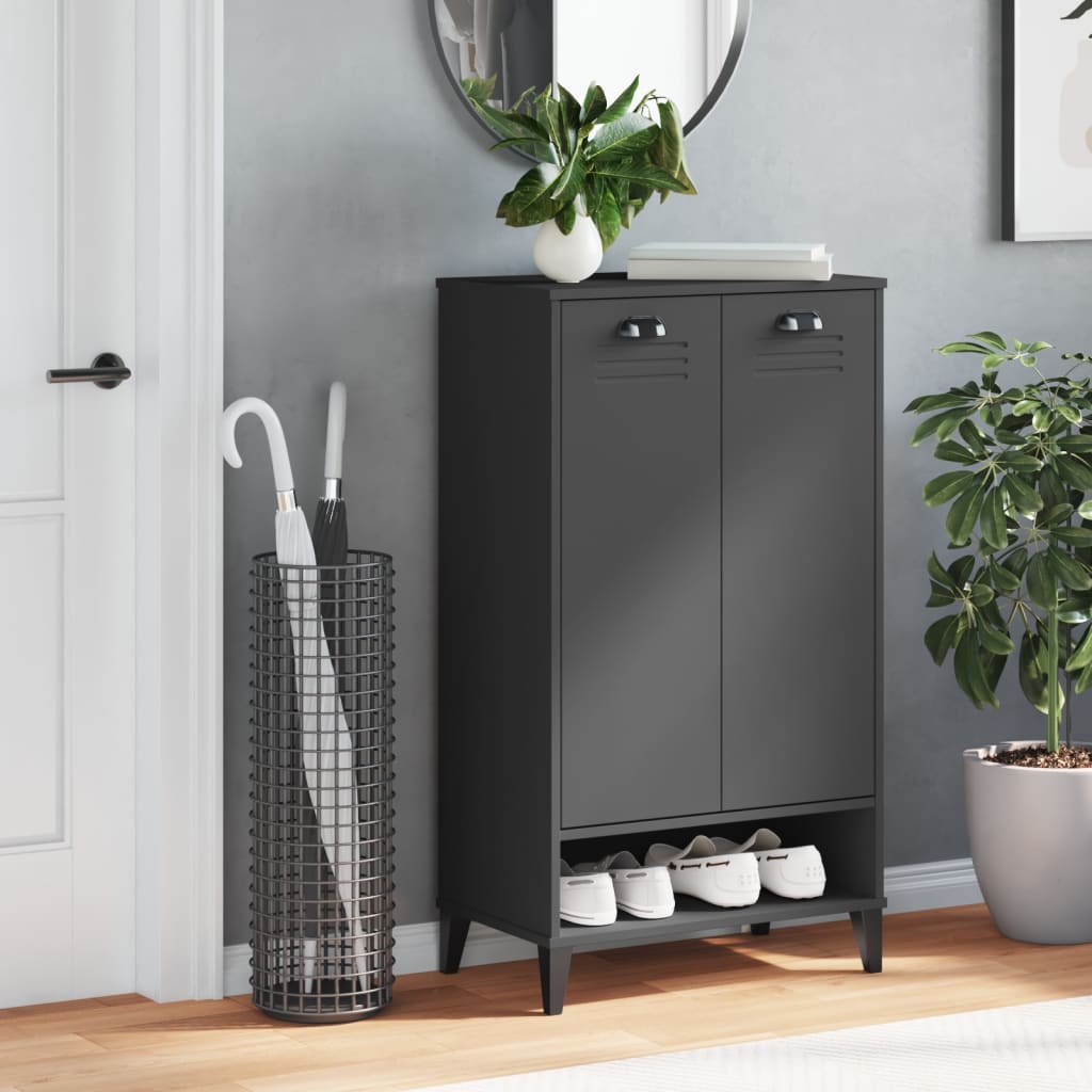Schoenenkast VIKEN bewerkt hout antracietgrijs is nu te koop bij PeponiXL, paradijselijk wonen!