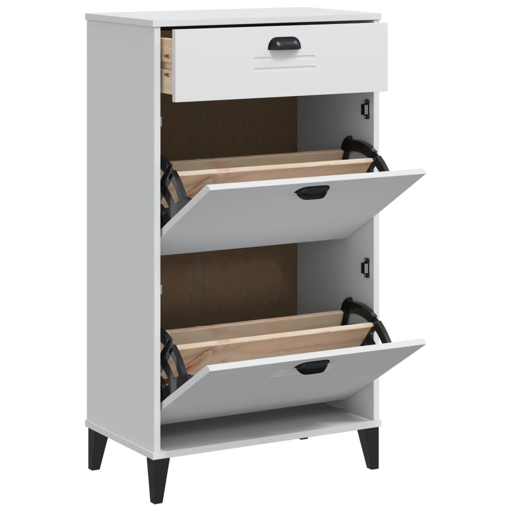 Schoenenkast VIKEN bewerkt hout wit is nu te koop bij PeponiXL, paradijselijk wonen!