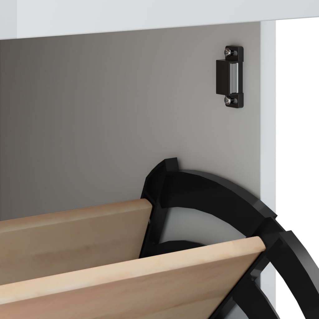 Schoenenkast VIKEN bewerkt hout wit is nu te koop bij PeponiXL, paradijselijk wonen!