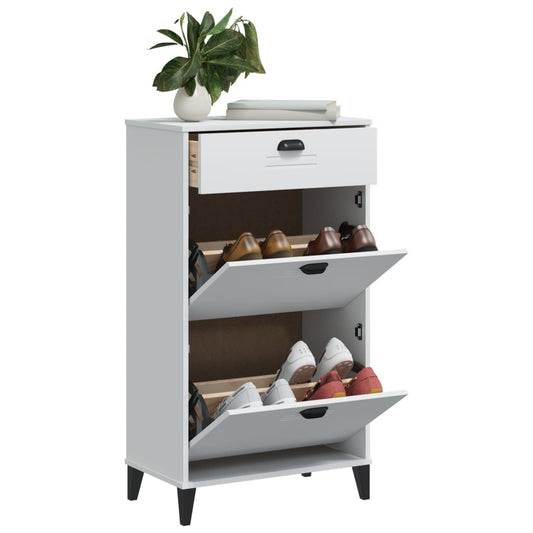 Schoenenkast VIKEN bewerkt hout wit is nu te koop bij PeponiXL, paradijselijk wonen!
