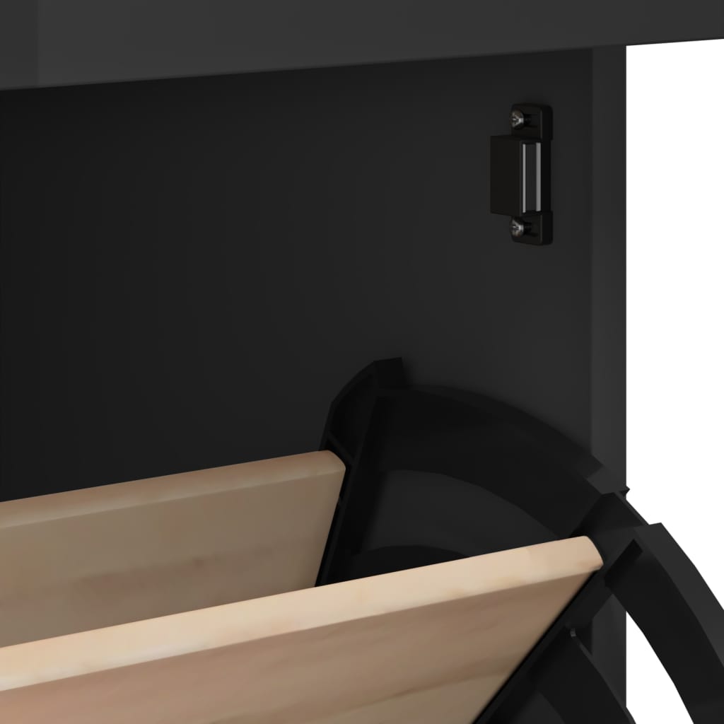 Schoenenkast VIKEN bewerkt hout zwart is nu te koop bij PeponiXL, paradijselijk wonen!